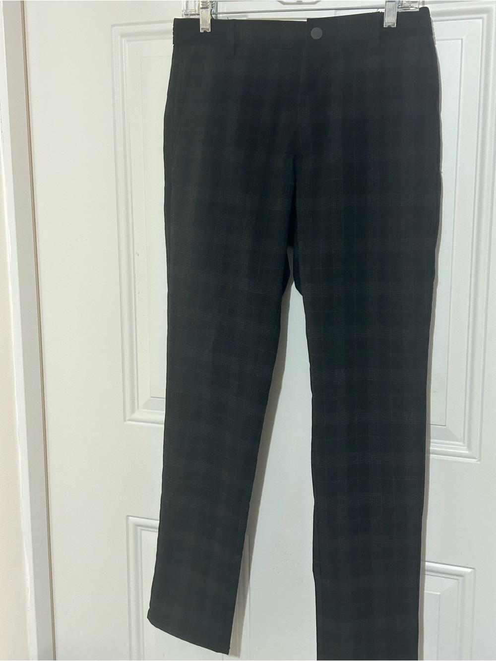 Zara Men's Dark Plaid Dress Pants - Black and Charcoal
